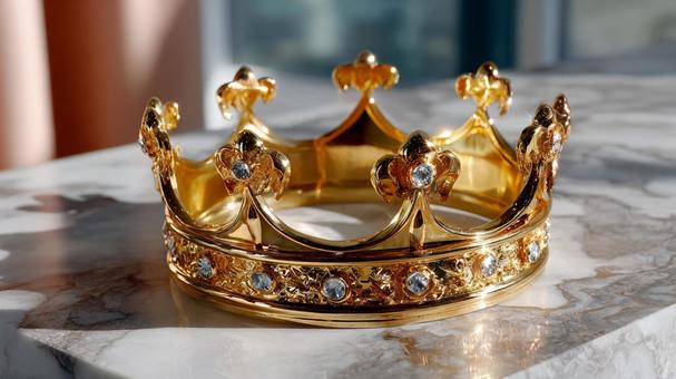 家のリビングにある金色の王冠 家のリビングにある金色の王冠の写真