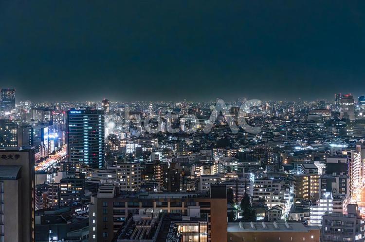 東京の夜の住宅街夜景 文京区,夜景,仕事の写真素材