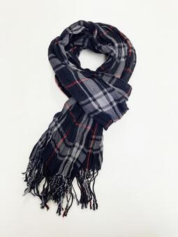 チェックのマフラー マフラー,ストール,チェックの写真素材