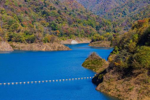 群馬県 奥四万湖の秋景色 群馬県 奥四万湖の秋景色 秋,紅葉,湖の写真素材