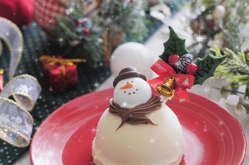 スノーマンのクリスマスケーキ クリスマス,ケーキ,クリスマスイブの写真素材
