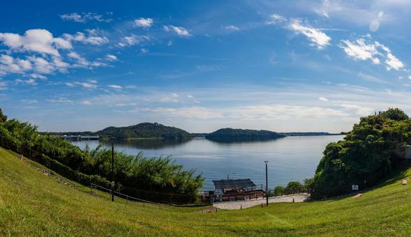 静岡県東名高速浜名湖SAより浜名湖の眺め 日本,静岡県,浜松市の写真素材