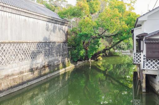 Photo, yanagawa river going down, boatman, moat tour, 