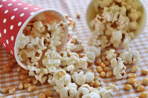 ポップコーン ポップコーン,布,チェックの写真素材