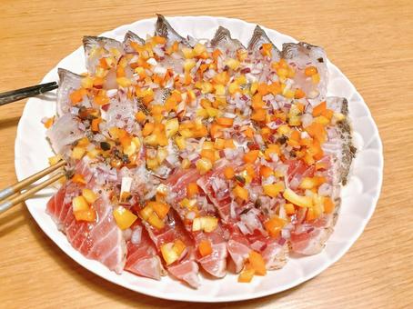魚のマリネ 魚のマリネ 魚料理,彩り,あざやかの写真素材