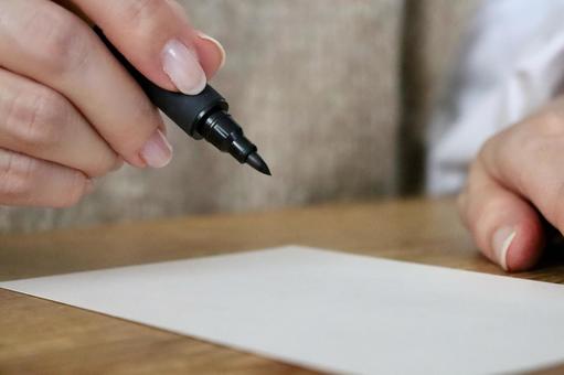 ハガキを書く女性　年賀状イメージ 年賀状,書く,女性の写真素材