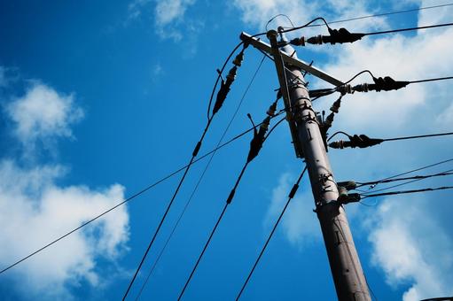 電柱 電柱 電柱,電信柱,電線の写真素材