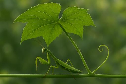 蔓上のカマキリ 蔓上のカマキリの写真