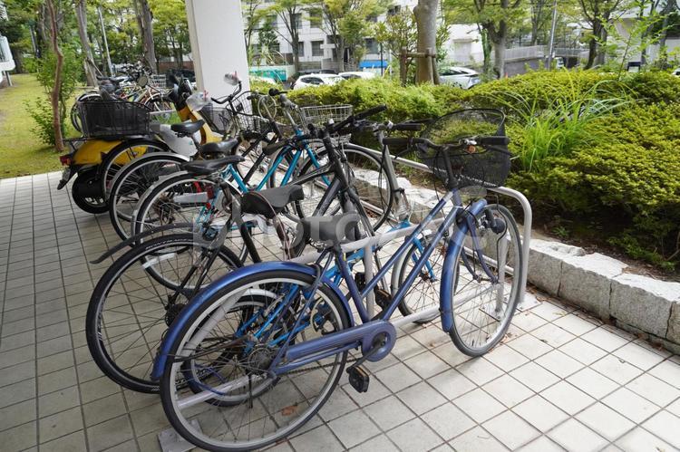 私の街の自転車置き場２ 自転車置き場,自転車,止めるの写真素材