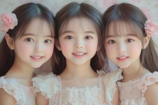 3人の可愛い日本人の女の子の写真
