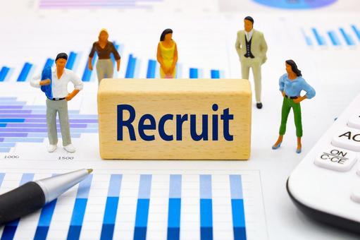 リクルートの文字とミニチュア リクルート,採用活動,データ分析の写真素材