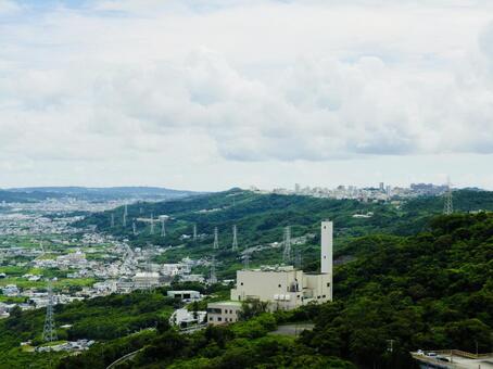 中城城跡から南上原方面を望む 中城村,中頭郡,沖縄本島の写真素材