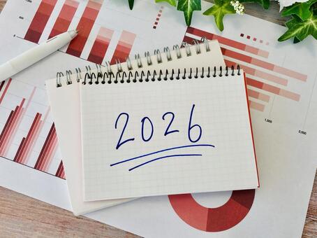 2026＋赤いグラフ資料 2026,グラフ,チャートの写真素材