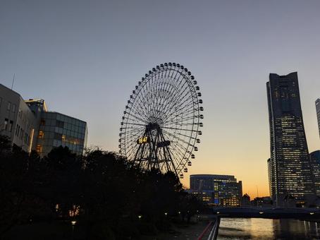 夜景 夜景,みなとみらい,港の写真素材