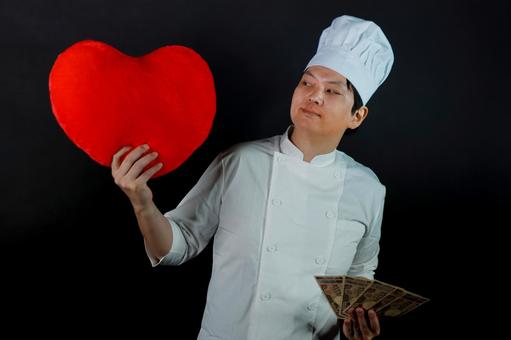 料理人の愛とお金の葛藤 料理人の愛とお金の葛藤 料理人,コック,愛の写真素材