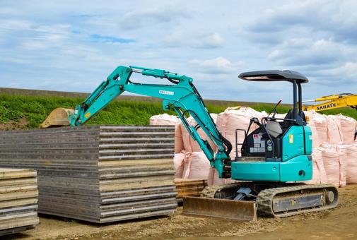 工事現場のショベルカー ショベルカー,重機,パワーショベルの写真素材