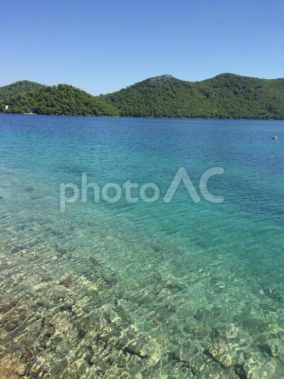 クロアチアの澄んだ海 クロアチア,ドゥブロヴニク,海がきれいの写真素材