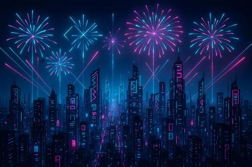 ネオンシティ夜花火 ネオンシティ夜花火の写真