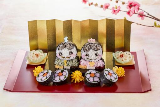 キャラ巻き寿司 キャラ巻き寿司 飾り寿司,お雛様,キャラの写真素材