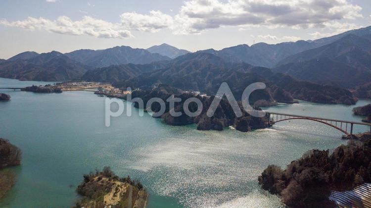宮ケ瀬湖空撮 宮ケ瀬湖,ダム湖,湖の写真素材
