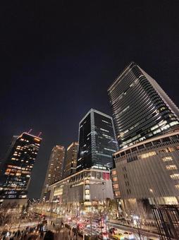 横の梅田(縦) 夜景,ビル,都会の写真素材