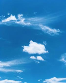 ぽっかり雲の夏空 ぽっかり雲の夏空の写真