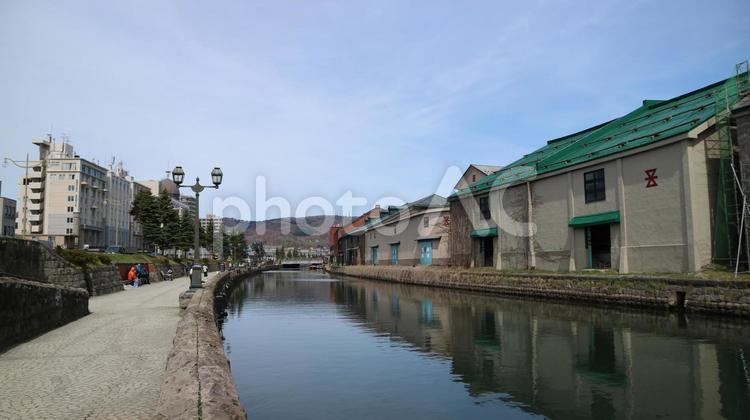 北海道小樽市の小樽運河、石造倉庫群 小樽運河,小樽市,北海道の写真素材