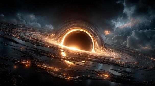 宇宙の神秘:光り輝くブラックホールの渦 宇宙の神秘:光り輝くブラックホールの渦の写真