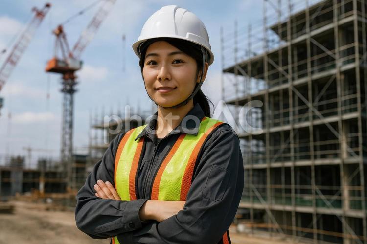 建設現場で働く女性 女性,日本,建設の写真素材