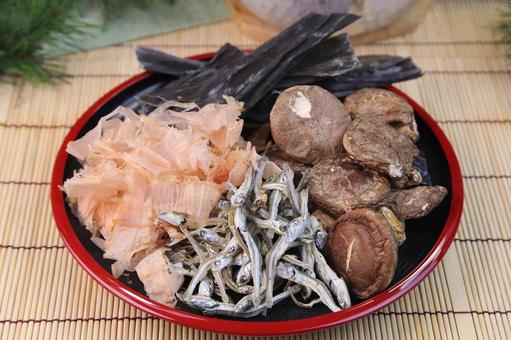 だし だし だし,煮干し,鰹節の写真素材