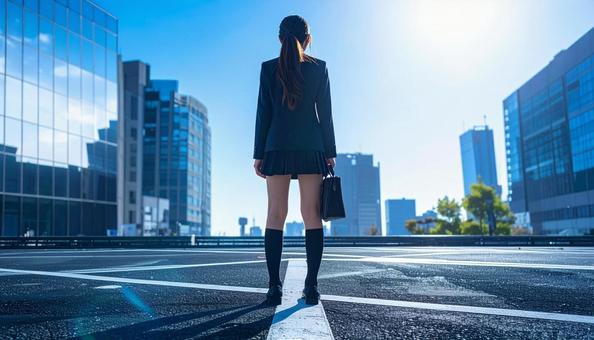 希望を抱く学生後ろ姿 希望を抱く学生後ろ姿の写真