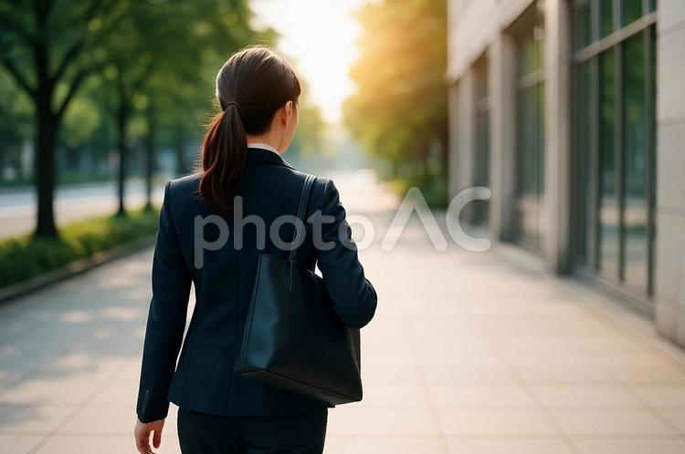 街中を歩くスーツ姿の女性 オフィス,仕事,ビジネスの写真素材