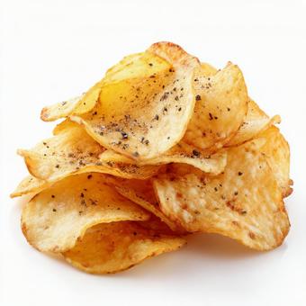 完璧にパリッとしたポテトチップスの山 完璧にパリッとしたポテトチップスの山の写真