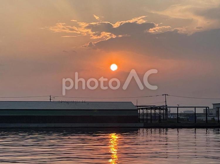 北海道の風景　14906 夕日,北海道の風景,北海道の写真素材