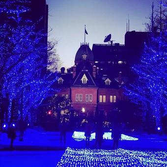 北海道赤レンガのイルミネーション 北海道,イルミネーション,赤レンガの写真素材