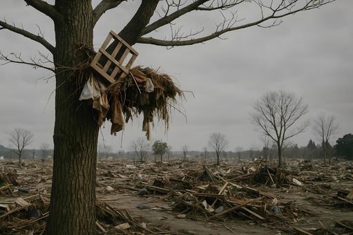高水位痕の樹 高水位痕の樹の写真