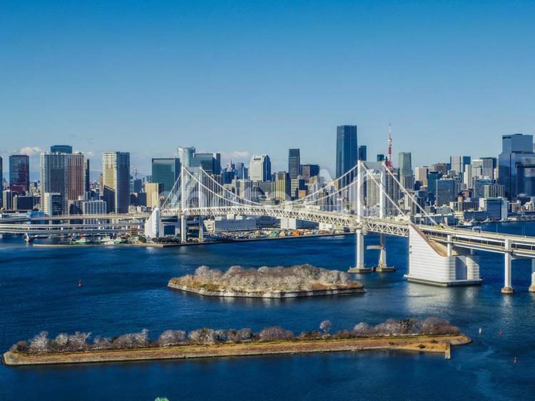 【東京都】お台場から見た東京の風景 お台場,フジテレビ,はちたまの写真素材