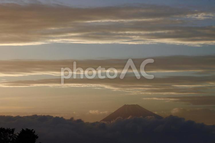 夕暮れの富士山 夕暮れ,夕焼け,夕景の写真素材