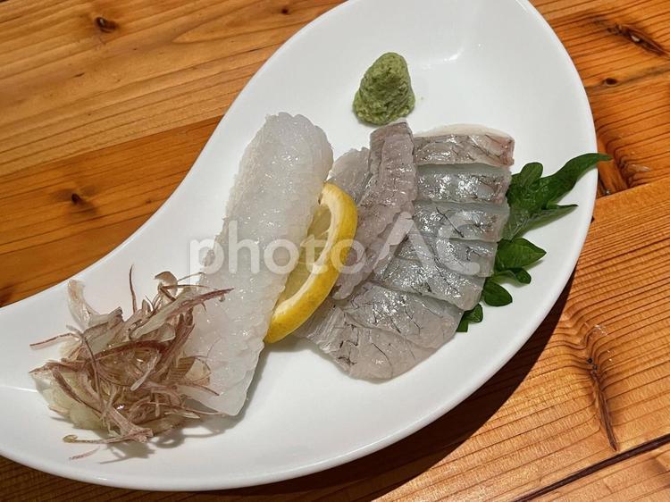 アオリイカとヒラメのお刺身 お刺身盛り合わせ,あおりいか,エンガワの写真素材