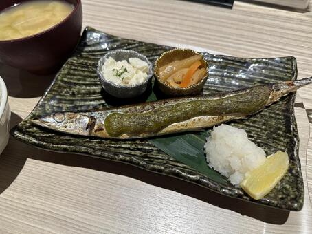 秋刀魚の木の芽焼き 和食,定食,健康の写真素材