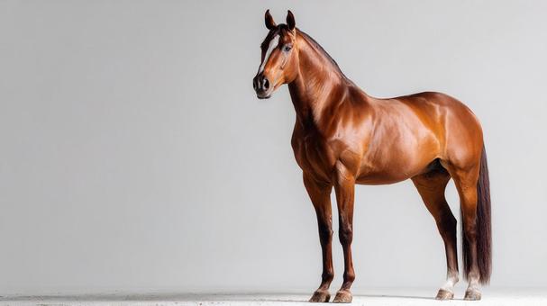 スタジオで撮影された威厳ある馬の写真