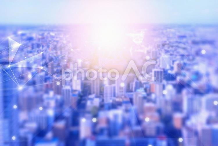 現代都市とデジタルネットワーク sns,web,つながるの写真素材