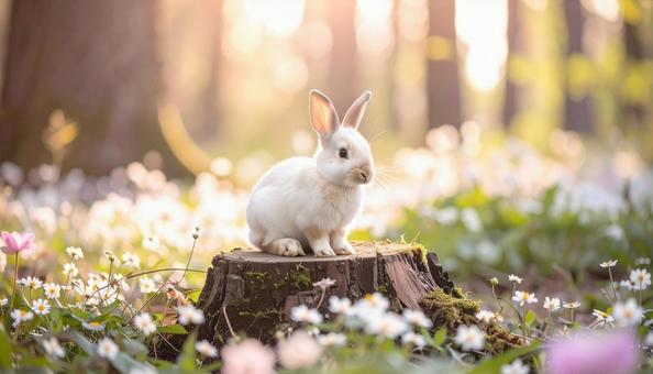 森の中のかわいいうさぎの写真