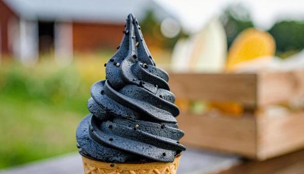黒ゴマのソフトクリーム 黒ゴマのソフトクリームの写真