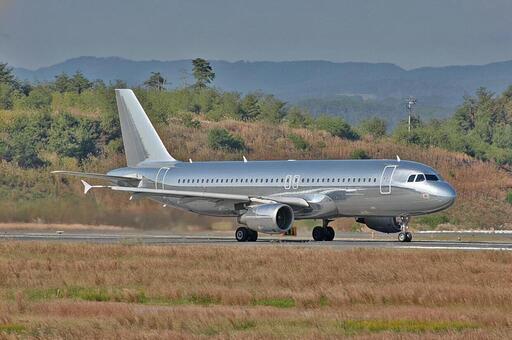 飛行機　エアバス 旅客機,航空機,エンジンの写真素材