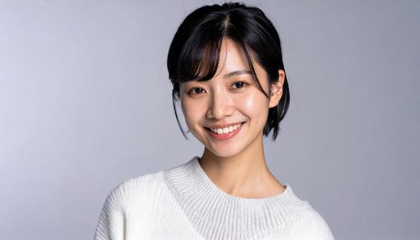 カットモデル笑顔の女性 カットモデル笑顔の女性の写真