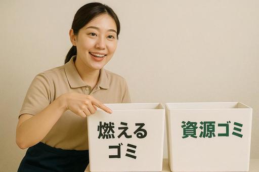 職員が指さし案内の写真