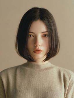 目線を送るおしゃれな若い女性アップ 目線を送るおしゃれな若い女性アップの写真