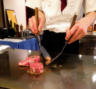 Photo, beef, steakhouse, teppanyaki, 