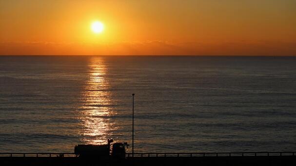朝日 朝日,海,朝焼けの写真素材